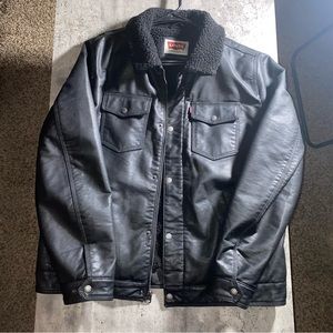 Mens Levis Leather jacket Faux Black Large